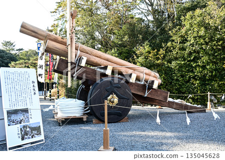 A sacred float on display at the Geku Shrine of Ise Jingu (New Year's 2026) 135045628