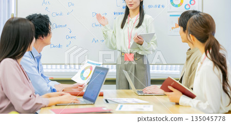 Male and female office workers having a meeting 135045778