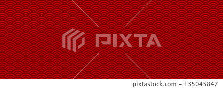 Red Chinese seamless pattern, geometric New Year background 135045847