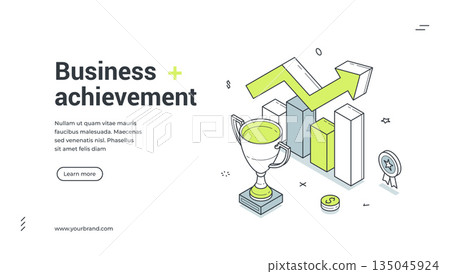 Business achievement best award analyzing isometric web banner design template vector illustration 135045924
