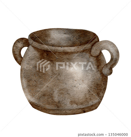 Rustic pot or cauldron, isolated, hand painted watercolor clipart. Ideal for folklore illustrations, Irish themes, fantasy designs, and traditional decor Rustic pot or cauldron, isolated, hand painted watercolor clipart. Ideal for folklore illustrations, Irish themes, fantasy designs, and traditional decor 135046000