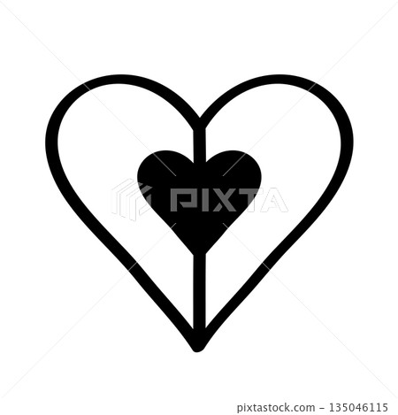 Abstract hand drawn heart symbol. Vector illustration isolated on a white background. Abstract hand drawn heart symbol. Vector illustration isolated on a white background. 135046115