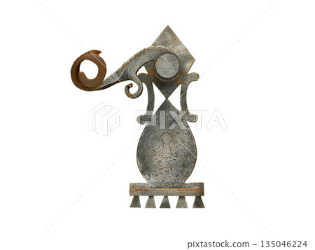 old iron door handle isolated on white background old iron door handle isolated on white background 135046224