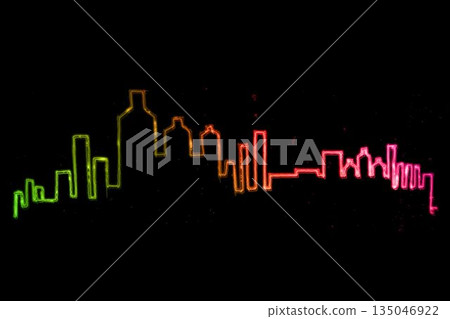 Digital composite image of illuminated skyline Digital composite image of illuminated skyline 135046922