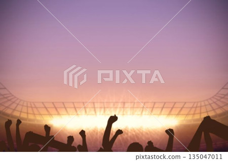 Football stadium with cheering crowd Football stadium with cheering crowd 135047011