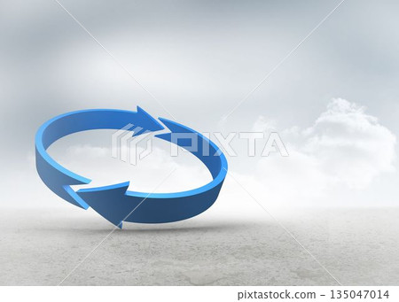 Blue arrow in a desert landscape Blue arrow in a desert landscape 135047014