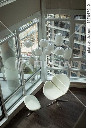 High angle view of chair in office High angle view of chair in office 135047040