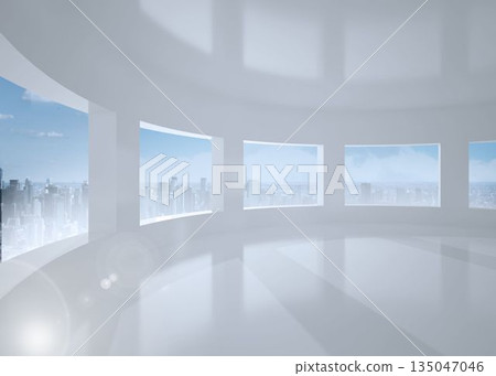 Bright white room with windows Bright white room with windows 135047046