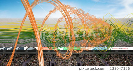 Colorful trails over stadium Colorful trails over stadium 135047336