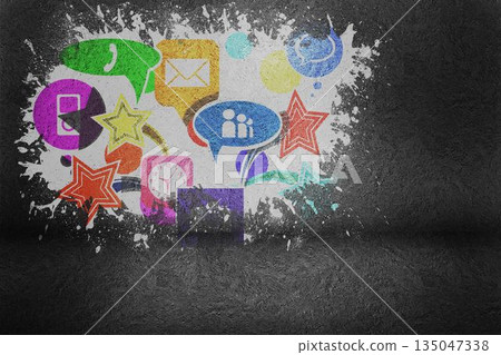 Splash on wall revealing applications Splash on wall revealing applications 135047338