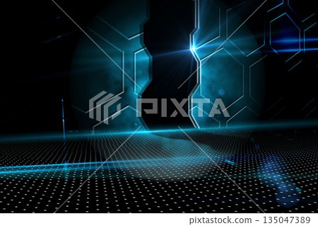 Doorway on technological black background 135047389