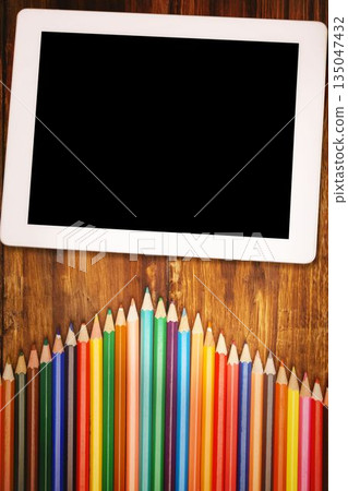 Students desk with tablet pc 135047432