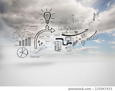 Graphic on sky background Graphic on sky background 135047433