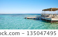 Concrete pier at the beach in Hurghada, Egypt. 135047495