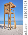Wooden beach lifeguard tower in Hurgada, Egypt. 135047498