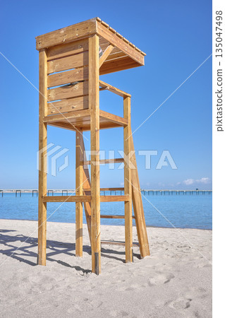 Wooden beach lifeguard tower in Hurgada, Egypt. Wooden beach lifeguard tower in Hurgada, Egypt. 135047498