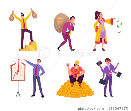 Business. Success investment money business characters exact vector template in cartoon style Business. Success investment money business characters exact vector template in cartoon style 135047575