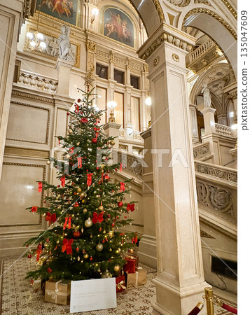 Christmas decorations in the lobby of the Vienna Opera House, Austria Christmas decorations in the lobby of the Vienna Opera House, Austria 135047609