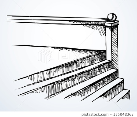 Vector drawing. Old stone stairs Vector drawing. Old stone stairs 135048362