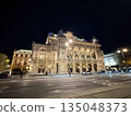 Beautiful night view of the Vienna State Opera, exterior and illumination 135048373