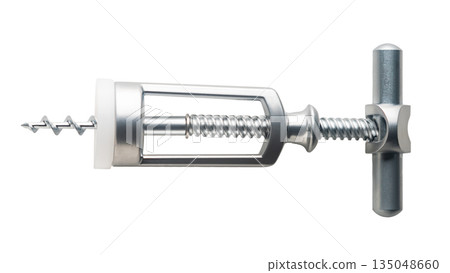 new corkscrew close-up, on a white isolated new corkscrew close-up, on a white isolated 135048660