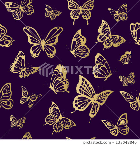 Butterfly pattern. seamless background with beautiful flying butterfly Butterfly pattern. seamless background with beautiful flying butterfly 135048846