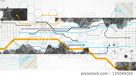 Abstract technology concept. Circuit board, high computer color background. Vector illustration. 135049260