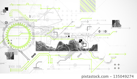 Abstract background. Scientific and technological concept with the use of technical elements formed in the shape of a circle. Vector Abstract background. Scientific and technological concept with the use of technical elements formed in the shape of a circle. Vector 135049274