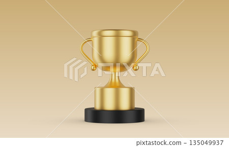 Gold Trophy on Black Base Mock up. 3D Rendering. Gold Trophy on Black Base Mock up. 3D Rendering. 135049937