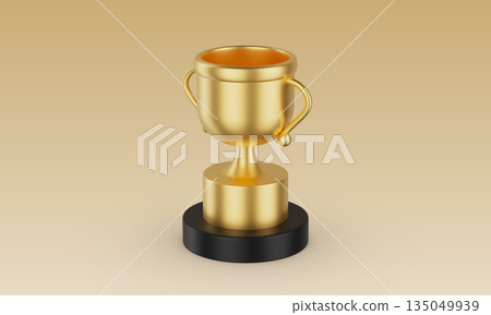 Gold Trophy on Black Base Mock up. 3D Rendering. Gold Trophy on Black Base Mock up. 3D Rendering. 135049939