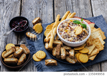 cranberry apricot cheese spread in a bowl cranberry apricot cheese spread in a bowl 135049958
