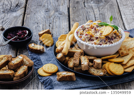 cranberry apricot cheese spread in a bowl cranberry apricot cheese spread in a bowl 135049959