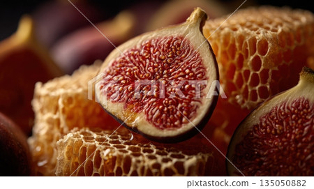 Fresh figs and honeycomb on display Fresh figs and honeycomb on display 135050882