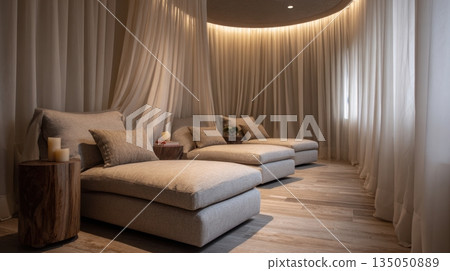 Relaxation area with soft lighting Relaxation area with soft lighting 135050889