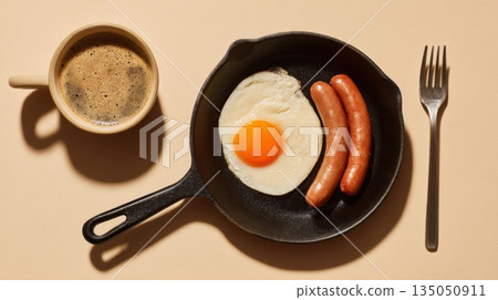 Eggs and sausage breakfast 135050911