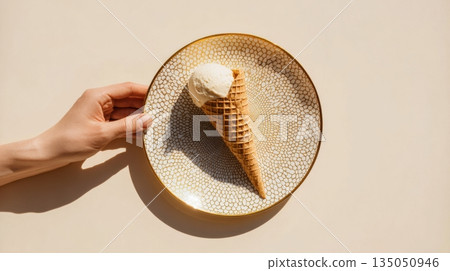 Enjoying ice cream on a summer day 135050946