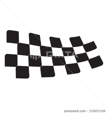 Black and white checkered racing flag sticker, isolated background. Black and white checkered racing flag sticker, isolated background. 135051149