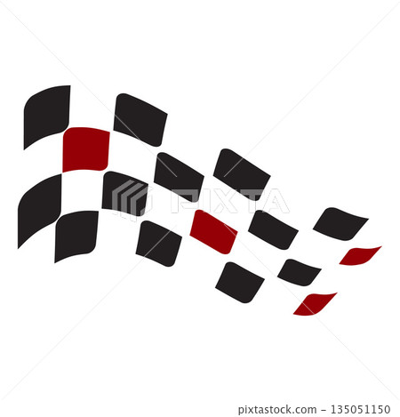 Racing stripes, race start and finish flag, vector black, red and white checkers, wavy checkered flag sport car decal Racing stripes, race start and finish flag, vector black, red and white checkers, wavy checkered flag sport car decal 135051150