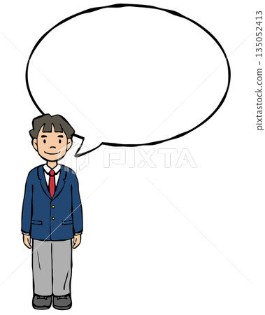 男孩制服西裝外套,有對話框圖案。 男孩制服西裝外套,有對話框圖案。 135052413