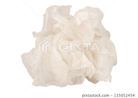 Crumpled plastic bag ball isolated on white background 135052454