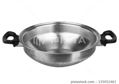 Cast iron pan with handle isolated on white background 135052461
