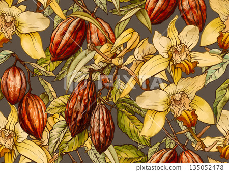 Chocolate and vanilla elements seamless pattern 135052478