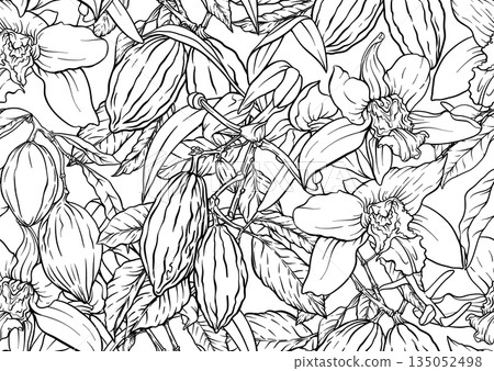 Chocolate and vanilla elements seamless pattern 135052498