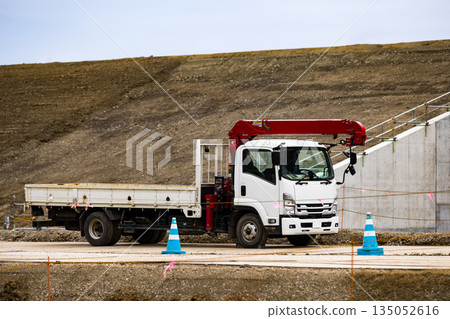 Arakawa River Reservoir Construction, Saitama City, Saitama Prefecture, Unic Truck 135052616
