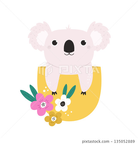 Adorable Baby Koala Character Peeking From Pocket Cartoon Vector Illustration for Kids Adorable Baby Koala Character Peeking From Pocket Cartoon Vector Illustration for Kids 135052889