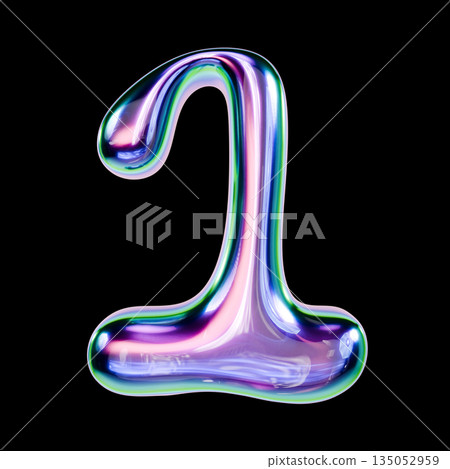 Liquid metal font Number 1 ONE 3D Liquid metal font Number 1 ONE 3D 135052959