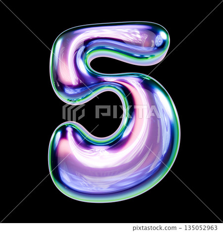 Liquid metal font Number 5 FIVE 3D Liquid metal font Number 5 FIVE 3D 135052963