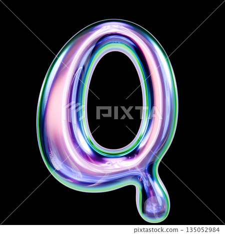 Liquid metal font Letter Q 3D Liquid metal font Letter Q 3D 135052984
