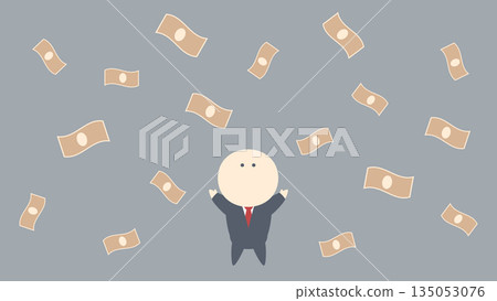 商業圖片插圖:商人伸手去接掉的一疊鈔票 商業圖片插圖:商人伸手去接掉的一疊鈔票 135053076
