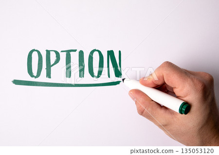 Option Concept Written With Marker On Clean White Background In Minimalist Style 135053120